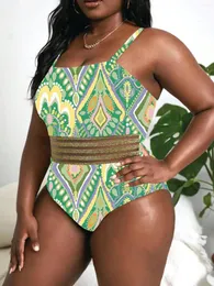Mulheres Swimwear Vigojany 2024 Imprimir Plus Size Tube Top Straps Montage Swimsuit para Mulheres Backless One Piece Beach Summer Bathing Terno