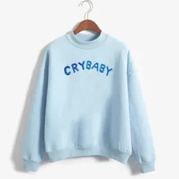 Moletom feminino cry baby hoodie feminino engraçado kawaii rosa manga longa pullovers casacos quentes harajuku streetwear 240219