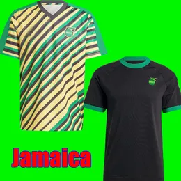 ジャマイカサッカージャージ2024レトロキットナショナルジャージーベイリーアントニオリードマイロットフットボールトップシャツユニフォームカミーズセタデフットボールオリジナルブラックTシャツ