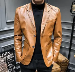 Men039S Jackets Autumn Faux Leather Suit Men Solid Motor Motorcycle Sleeve Blazer Coats Fashion Discal Slim Business PU Outwear 2793864