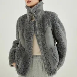 Fur 2022 New Fashion Women Winter Wool Coats Luxury Thick Warm Jackets Lady Real Fur Coats Turndown Collar Outerwear S4719