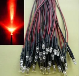 100PCS 3MM RED LEDS PRE WIRED LED 12V المصباح المصباح جيد الجودة 1713967