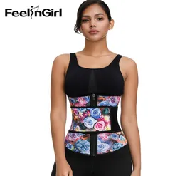 FeelinGirl Women 100 Latex Waist Trainer Fashion Rose Print Slimming Belt Tummy Control Body Shapers Underbust Waist Cincher CX201543822