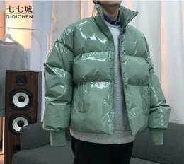 Qiqichen męska streetwear zima błyszczące bąbelki kurtki 2020 męskie harajuku ciepłe hip -hopowe parka męska koreańska mody puffer Coat5382212