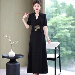 Ethnic Clothing 2024 Chinese Traditional Dress Qipao National Flower Embroidery Improved Cheongsam Oriental Elegant Banquet Evening