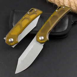 Top Quality A2351 High End Flipper Folding Knife 14C28N Stone Wash Blade PEI with Steel Sheet Handle Ball Bearing Fast Open Flipper Folder Knives Outdoor EDC Tools
