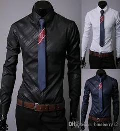 Men039s Dress Shirty Mens Business Duże Rozmiar Trend Slim Dark Twill Casual Shirt Długie rękawy dla mężczyzn M3XL1338719