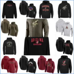 Arizona''Coyotes'hoodie Men Men Młodzież 2024 Salute to Service Therma Performance pullover niestandardowe hokejowe bluzy