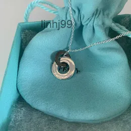 Collane con ciondolo Stilista Collana Tiff Top t Famiglia S925 Argento sterling 1837 Doppio anello Rete da donna Catena rossa clavicola Personalità maschile Coppia