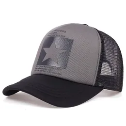 five-pointed star printed baseball cap spring summer breathable net caps men women outdoor sun shade hat adjustable wild hat 240222