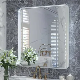 Rubinetti per lavandino del bagno Utilizzati per specchiera da 32x36 pollici in nichel spazzolato bagno moderno rettangolare per il trasporto fisso per la casa Q240301