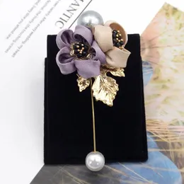 Brooches Cloth Art Pearl Fabric Flower Brooch Cardigan Shirt Shawl Scraf Buckle Lapel Pin Corsage Badge Jewelry For Women Accessories