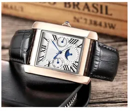 2024 Herrkvinnor Square Quartz Watch Fashion Lovers Silver Tank armbandsur för män Ladies Valentine Gift Dropshipping Luxury Leather Business Clock Men Watches