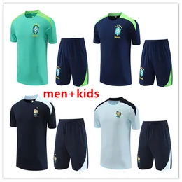 2024/2025 Men Kids French Fra Nce Tracksuit Soccer Jersey Benzema Mbappe 24/25 Brasilien Training Suit Short Sleeves Chandal de Futbol Sweatshirt Tröja Surtetement