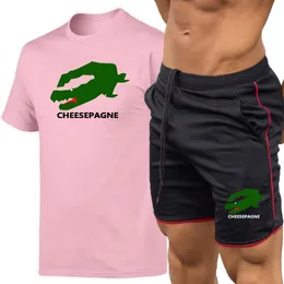 Yaz Yeni Erkek Yuvarlak Boyun T-Shirt ve Şortlar Modaya Baskı, Günlük Moda, Kısa Kollu Spor Giyim, Jogging Seti