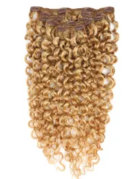 613 Bleach Blonde Kinky Curly Clip In Human Hair Extensions 7PCS 7A Virgin Бразильские вьющиеся клипсы для наращивания волос 3893080