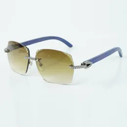 Fabrikens bästsäljande utsökt stil 3524018 Micro Cut Classics Diamond Lens Solglasögon Naturliga blå träben Glasögon i storlek 18-135 mm