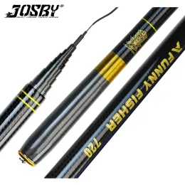 Canne JOSBY Canna da pesca telescopica ultraleggera in fibra di carbonio Flusso d'acqua dolce Mano Pole Carp Feeder Accessorio da pesca portatile 3.67.2M