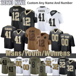 4 Derek Carr Alvin Kamara Maglia da calcio Jamaal Williams Chris Olave Foster Moreau Taysom Hill Tyrann Mathieu Jimmy Graham Brees Marshon Lattimore Uomo 4XL