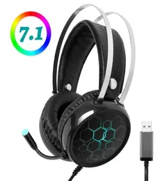 Professionelles 71-Gaming-Headset, leuchtende Kopfhörer mit Mikrofon, Gamer-Surround-Sound, USB-Kabel, für Xbox One, PS4, PC, Computer RG7516725