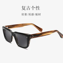 Varumärkesdesigner Black Crystal Mens Square Acetate Solglasögon Män gula nyanser Trending Eyewear Vintage Sun Glasses Gafas de Sol 240104