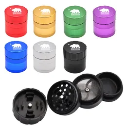 Top Quality 53MM Smoking Bear Grinders CNC Aluminum Tobacco Herb Grinder Spice Crusher 4 Piece with Pollen Catcher5920657