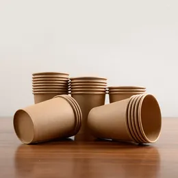 قش أكواب يمكن التخلص منها 100pcs/pack 245ml Kraft Paper Cuffe Cup Cup Diy Party Supplies