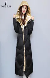 Pinky é preto casaco de inverno feminino 2017 neve wear hip hop ouro prata emendado wadded jaqueta feminina jaqueta de inverno feminino outerwear4753175