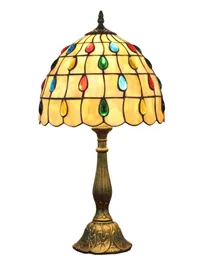 Europeiska retro lampor Creative Stained Glass Bedroom Bedside Table Lights Bar Restaurant Bead Lamp Living Room Lighting TF0524490750