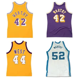 Maglie da basket cucite James Worthy # 42 1984-85 maglia Hardwoods classica maglia retrò Uomo Donna Gioventù S-6XL