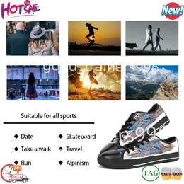 Män kvinnor DIY Anpassade Fallow Shoes Low Top Canvas Skateboard Fallow Sneakers Triple Black Customization UV Printing Fallow Sneakers Kele 82