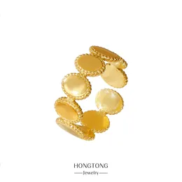 Cluster Rings HONTONG18K Gold Plated Fashion Oil Pressed Round Smooth Ring Supplies South American Style Wholesale Accessories