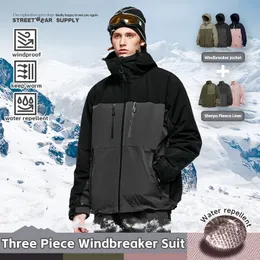 INFLATION Winter Dicke warme Windjacke 3-in-1-Jacke Parkas Unisex Winddichte Außenjacke und weiche Fleece-Innenjacke 240220