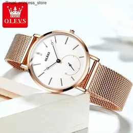 الساعات الأخرى Olevs Quartz Women Luxury Brand Elegant Rose Goldroof Simple Ultra Thin Wrist للسيدات Montre Femme Q240301