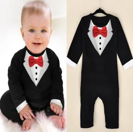 2017 New Born Boy Baby Conmal Suit 턱시도 장미기 바지 jumpsuit genttleman for Infant Baby Romper Jumpsuits2775285