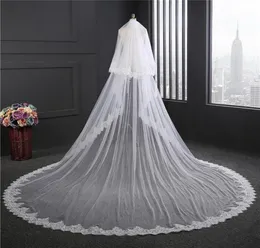 Bridal Veils NZUK Real Pos 2 Layers Sequins Lace Veil 35 Meters Cathedral Woodland Wedding With Comb Velos De Novia1753831