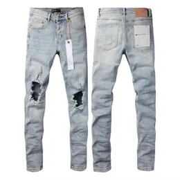 Jeans viola firmati jeans da uomo pantaloni impilati jeans da uomo larghi denim lacrime europeo jean hombre pantaloni da uomo pantaloni biker ricamo strappato per la tendenza