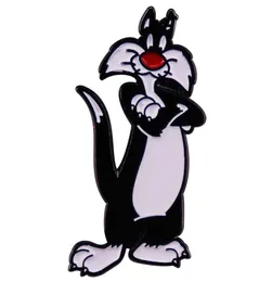 シルベスター猫エナメルピンブラックキャットブローチコメディアニメーションキャラクターバッジ3606499