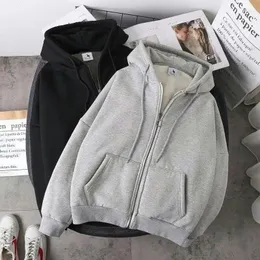 Men's Hoodies Women Winter Coat Plush Jackets Solid Color Thickened Velet Warm Zipper Sweatshirt Tops Plus Size Clothes