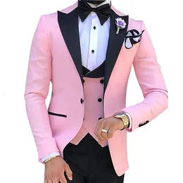 2022 Pink Large Business Suit Dust Dust Three Bridegroom Best Man Wedding Banquet Suit Men 230731