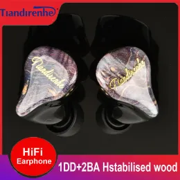 Kopfhörer Neue Tiandirenhe HiFi-Ohrhörer 1DD+2BA Treiber Hybrid-Rauschunterdrückung Ohrhörer stabilisiertes Holz 2-polig 0,78 mm