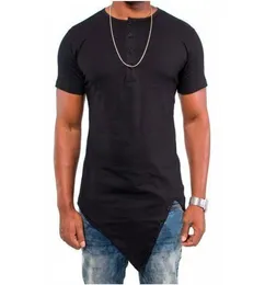 Летняя мода хип-хоп футболка хлопок короткий рукав мужские асимметричные джинсовые футболки топы Tees2558186
