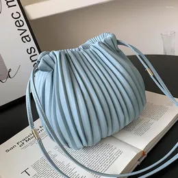 Evening Bags 2024 Trendy Women Simple Pleated Drawstring Crossbody Fashion Female Handbags ShellNiche design