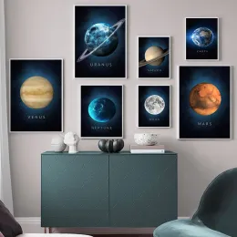 Control Sun Venus Saturn Mars Earth Pluto Planet Wall Art Canvas Painting Nordic Posters and Prints Wall Pictures for Living Room Decor