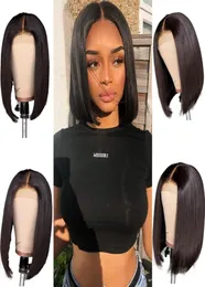 Ishow Straight 26 Swiss Lace Front Wigs Short Bob Wig Virgin Human Hair Hair Bervian Peruvian للنساء جميع الأعمار 814022221269