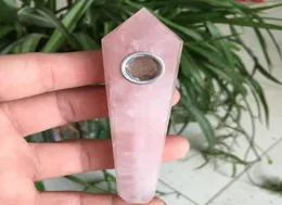 Natural pink Rose quartz crystal pink Wand Smoking Pipes healing4051361