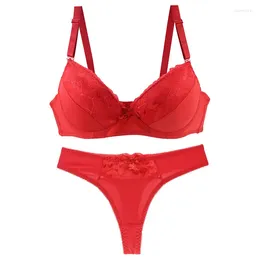 Set di reggiseni 2024 Reggiseno push up sexy Biancheria intima con fiocco in pizzo per donna 34/75 36/80 38/85 40/90 42/95 44/100 46/105 BCDE Ladies Lingerie