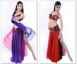 2017 Göbek Dans Kostüm Seti 3pcs Brabeltskirt Kadınlar Ropa de Danza del Vientre Lady Bellydance Sahne Giyim Performans Kostümleri6706748