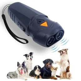忌避剤Ultrasonic 2 in 1 PET PULSIVE TRAINISE DERTERRENT LED Flashlight Sensor USB充電可能動物忌避抗樹皮Dog Repeller
