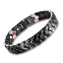 Charm Bracelets Titanium Steel Heart-shaped Magnetic Bracelet Negative Ion Anti-radiation Black Stainless Men's Anti-fatigue